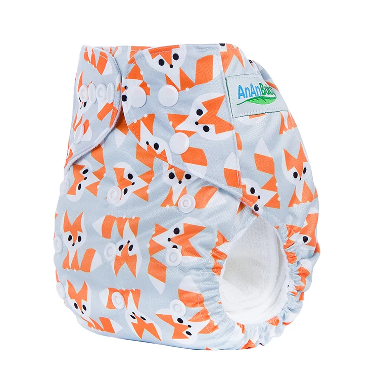 Printed Baby Cloth Diapers Washable Reusable Pocket Nappy Suitable For 3~ 15kg Baby