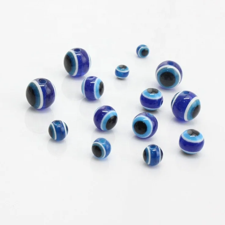 Wholesale cheap European style 8mm round blue Turkey acrylic evil eyes beads for jewelry making