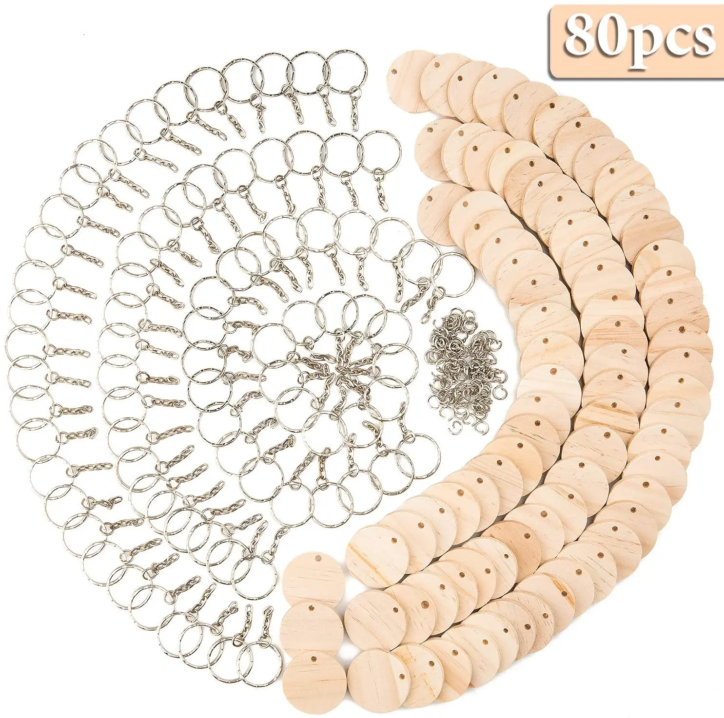 China Wholesale High Quality Unfinished Natural Wood Slices wood keychain blank for DIY Crafts Decorations Ornaments