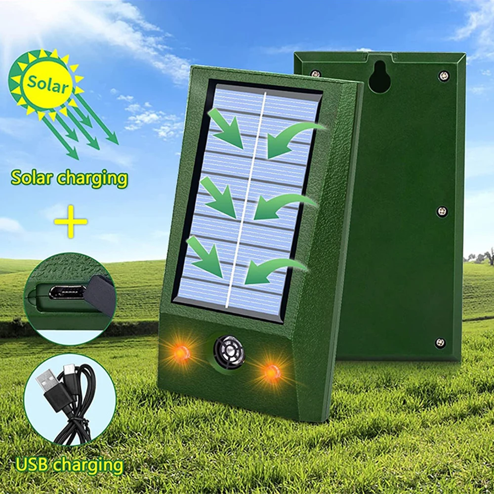 Indoor Bug Zapper Solar Outdoor Waterproof Ultrasonic Animal Repellent For Pest Control Driving Away Mice cat dog snake bird