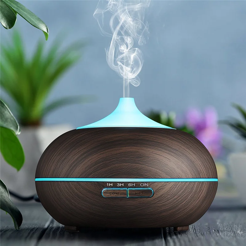 Air Humidifier Silent Wood Grain Fragrance Diffuser 7 Colors LED Light Ultrasonic Fragrance Diffuser Essential Oil