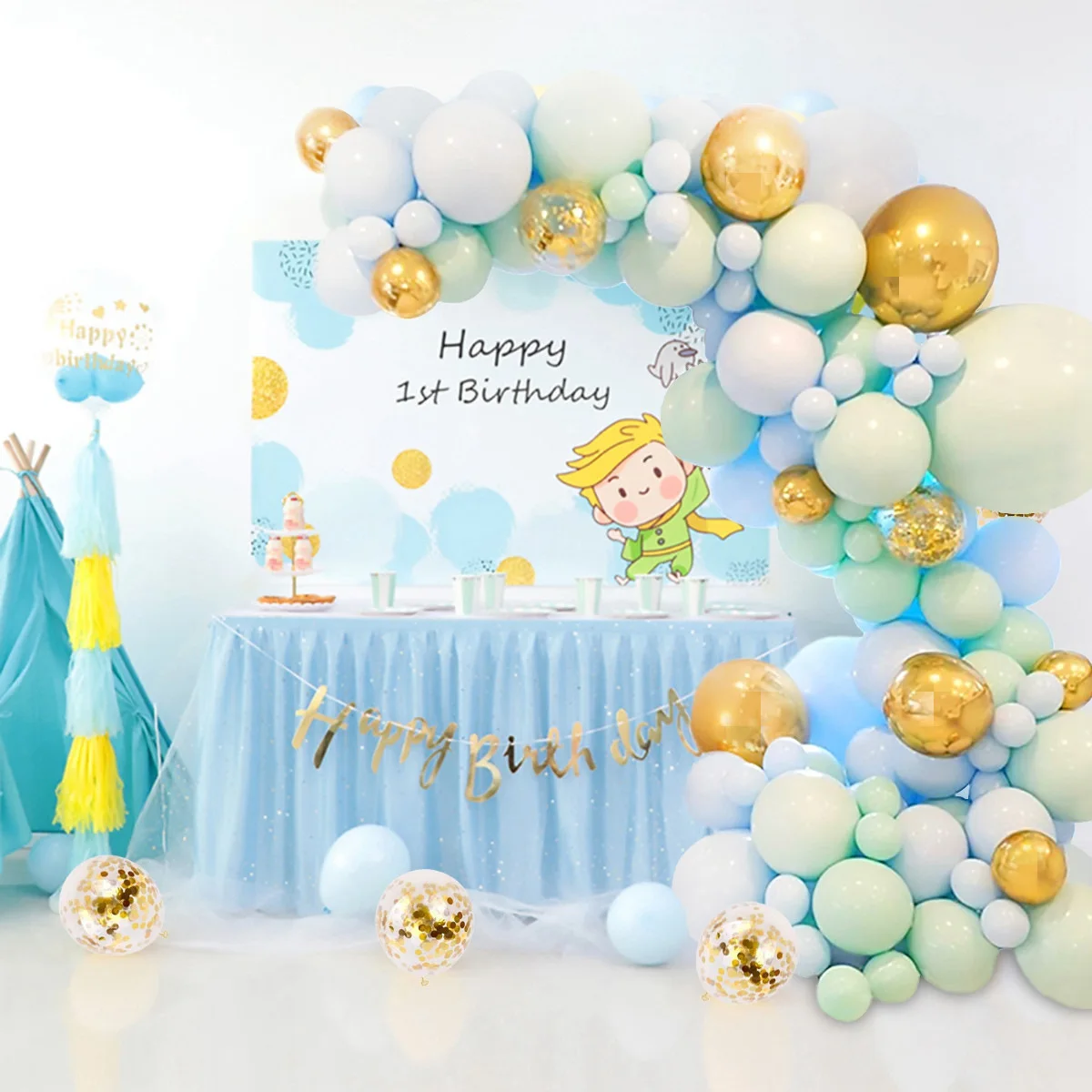 Macarone Colors Balloon Chain Wedding Birthday Background wall Decoration Set For Baby Shower Party