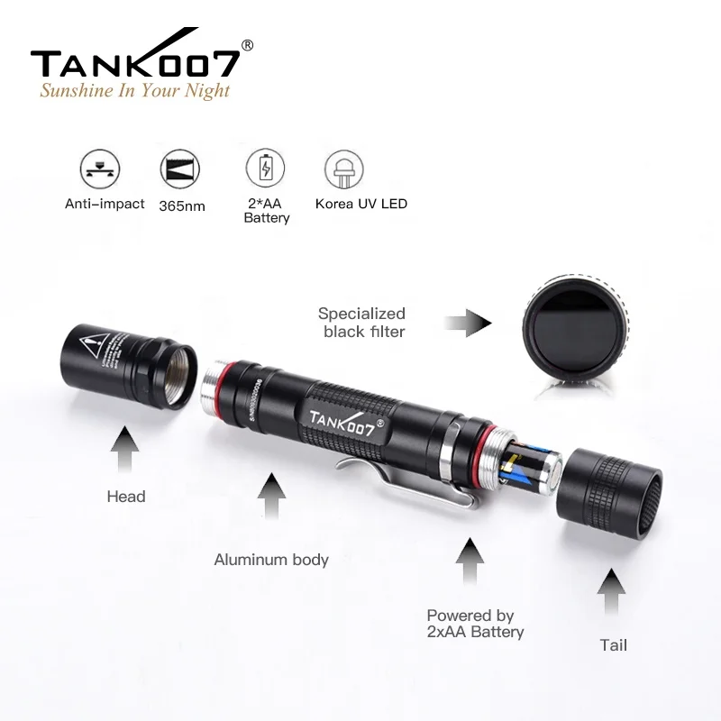 Tank007 linterna uv NDT факел 365 нм CSI для расследования места преступления источник света криминалистический комплект светодиодный ультрафиолетовый
