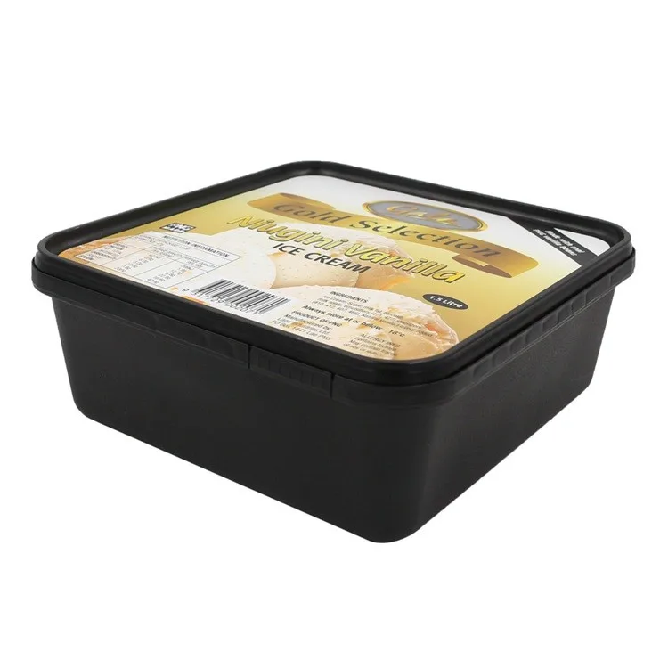 1.5L IML plastic ice cream containers custom square ice cream packaging with Lids