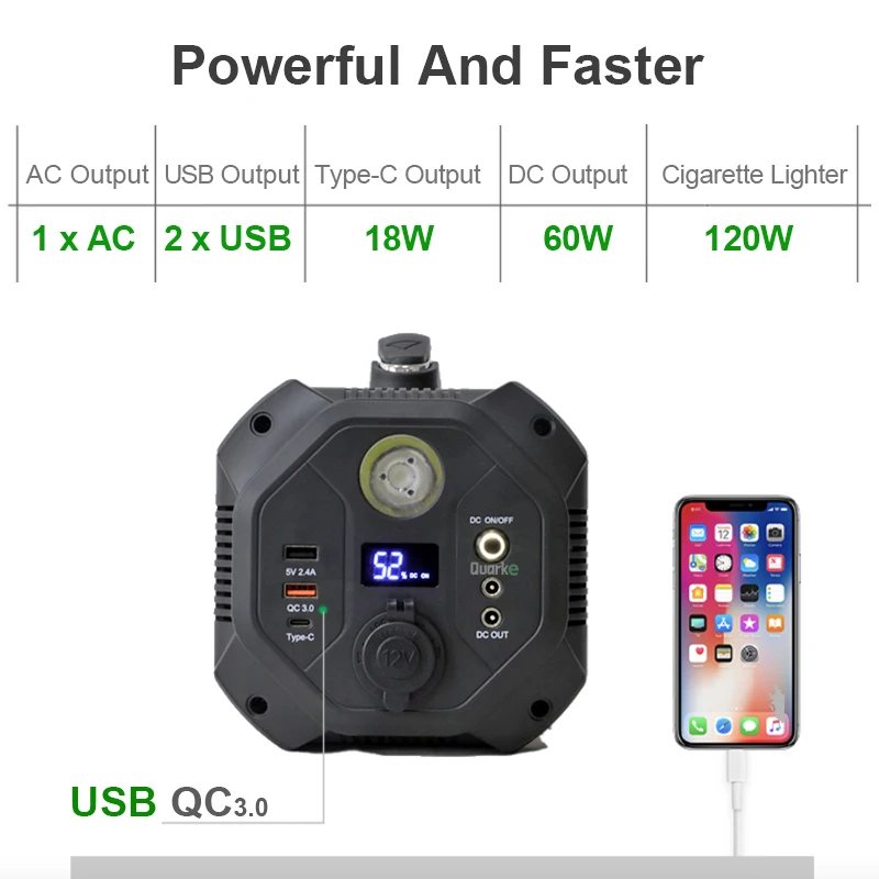 500W 444Wh Battery 220V 500W (Surge 1000W) Solar Mobile Power for Outdoors Camping Vans RV Hunting Emergency Backup