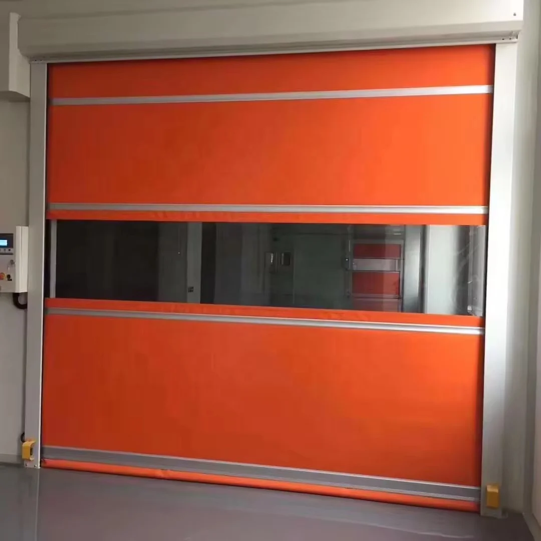 Auto Closing 304 Stainless Steel Frame Pvc Curtain Fast Roll Up Rapid High Speed Door Using In Pharmaceutical Factory