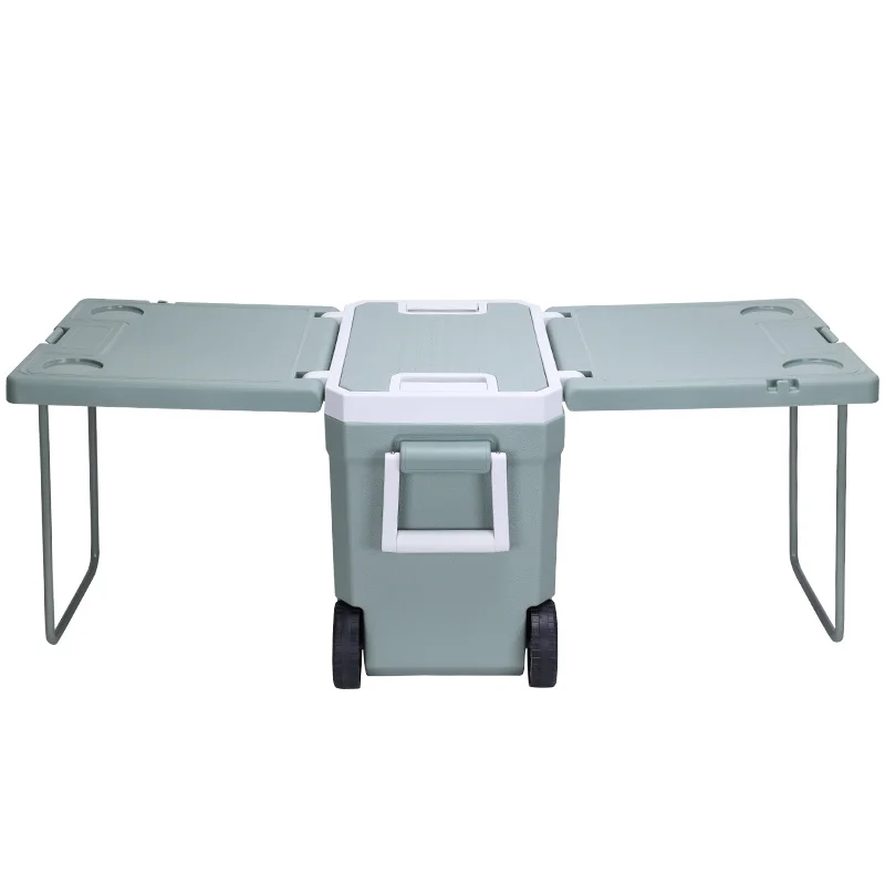 Custom Logo Color Hot Sale 32 L Drinks Ice Cream Portable Camping Plastic Outdoor Ice Chest Hard Cooler Box With Table and Chair