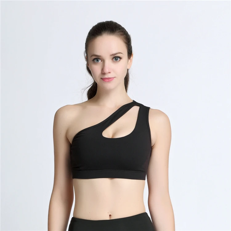 Бюстгальтер с открытой спиной для тренажерного зала комфортный Противоударный Спортивный бюстгальтер на одно плечо спортивные бюстгальтеры
