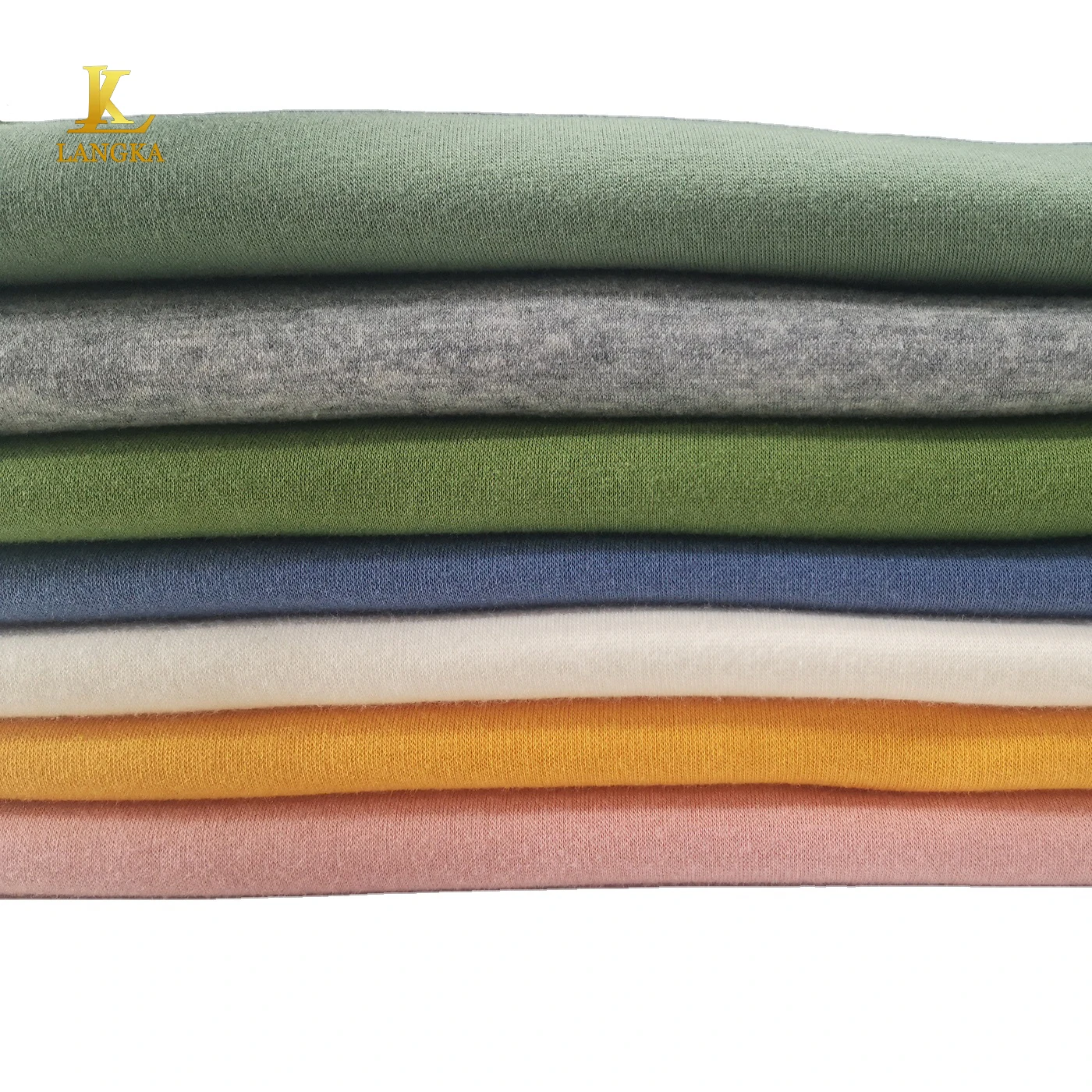Langka wholesale custom bulk cotton cvc fleece polyester terry fabric for sweatshirts hoodies stocklot
