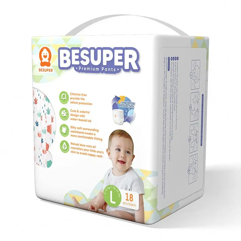 besuper Free Sample pull up 3d printing sleepy diaper pants A grade baby pampering diapers