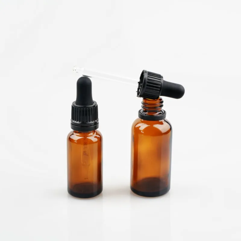 18/415 Black Essential Oil Glass Bottle Plastic Child Tamper Proof Dropper Caps with Pipette