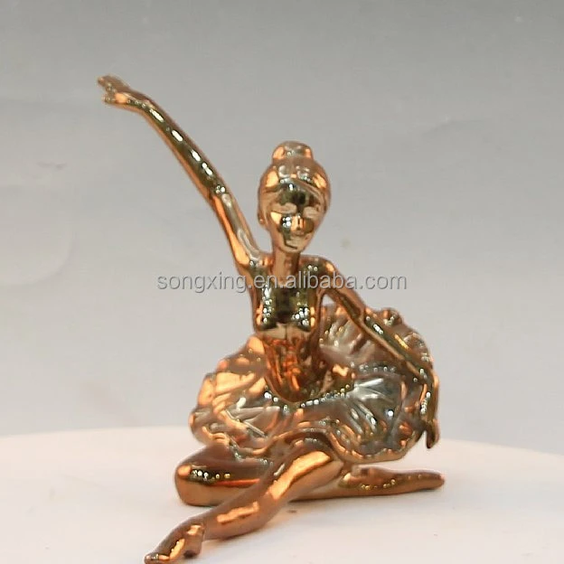 Customized gold color home decoration modern dancing dolls ceramic crafts and gifts