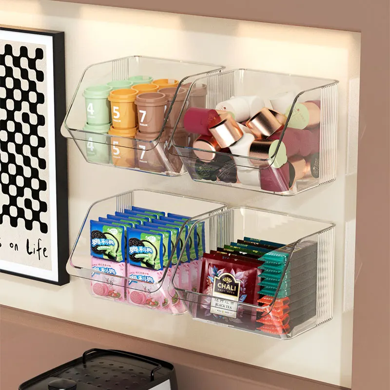 Wannuo Kitchen Wall Storage Organizers Perforation-free Wall Storage Detachable Plastic Wall Shelves with Traceless Sticker