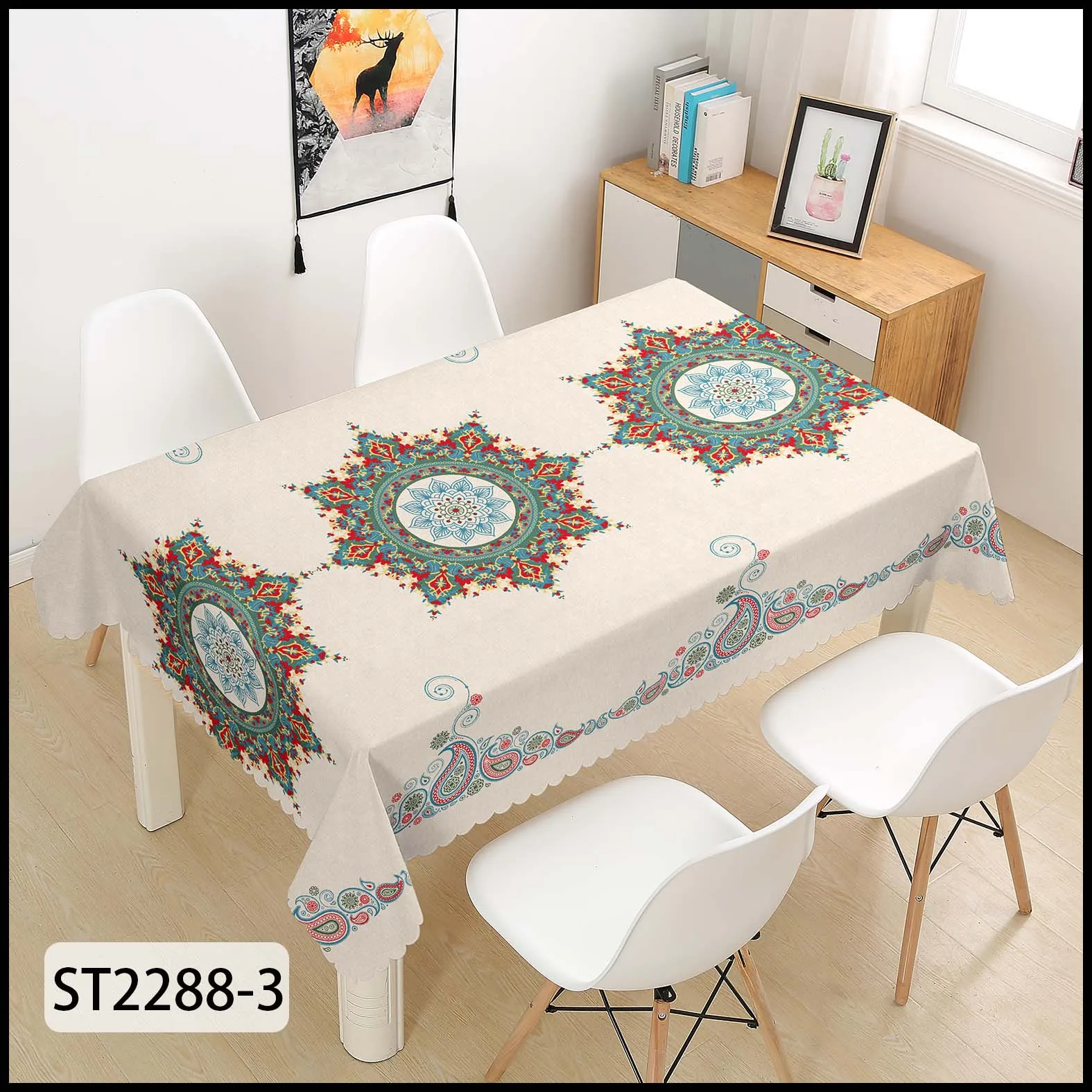 Durable And Popular  Rectangle Tablecloth Washable Polyester Fabric Table Cloth For Restaurant Party PU Printing PVC Tablecloth