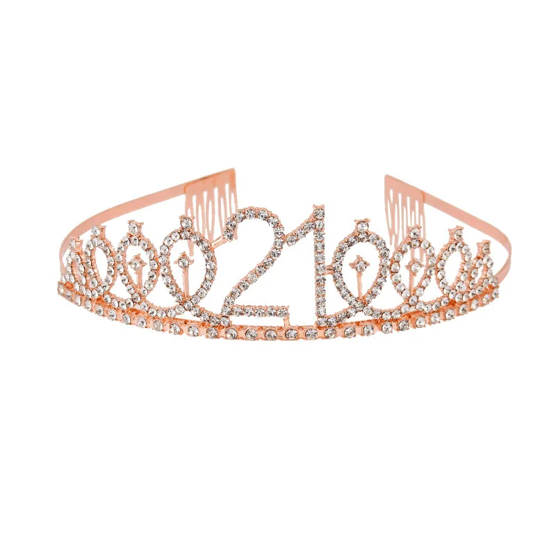 Wholesale Price Birthday Party Prom Age Digital Tiara Birthday Cake Queen Rhinestone Crown