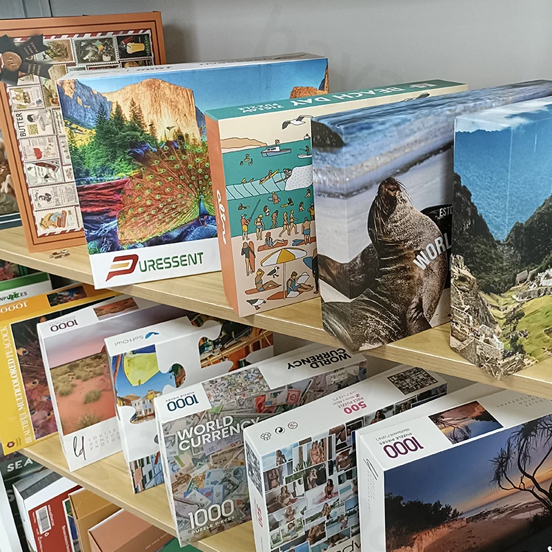 Manufacturer Wholesale High Quality Custom Printing Different Design 500 Pieces Adult Grey Cardboard Puzzle Board Material