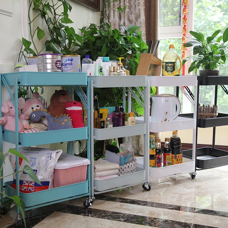 Bathroom 3 tier stainless steel shelves trolley utility storage rolling carts metal kitchen trolley