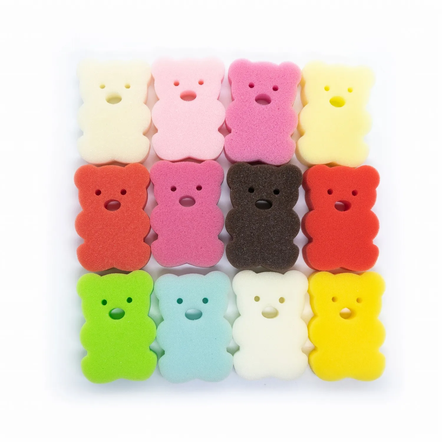Custom Colorful Bear Shaped Lovely Baby Bath Sponge Exfoliating Body  Washing Sponge