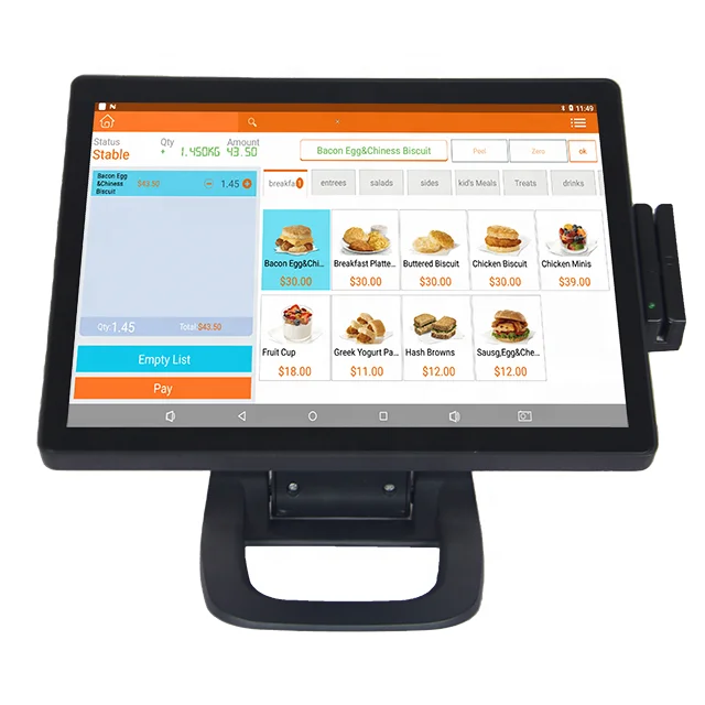 15'/15.6' Capacitive Touch Screen Commercial POS Cash Register with Wi&BT Support VFD/9.7' Customer Display