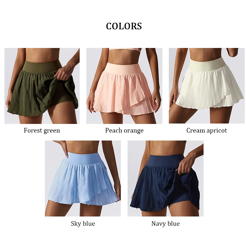 Ropa De Mujer Y Tenis Custom Logo High Waist 2 In 1 Stretchy Liner Quick Dry Golf Skorts Pleated Tennis Sport Skirt With Shorts