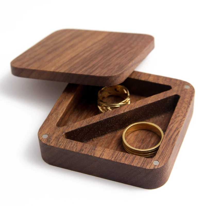 Walnut Proposal Ring Box Jewelry Storage Box Wedding Ring Box