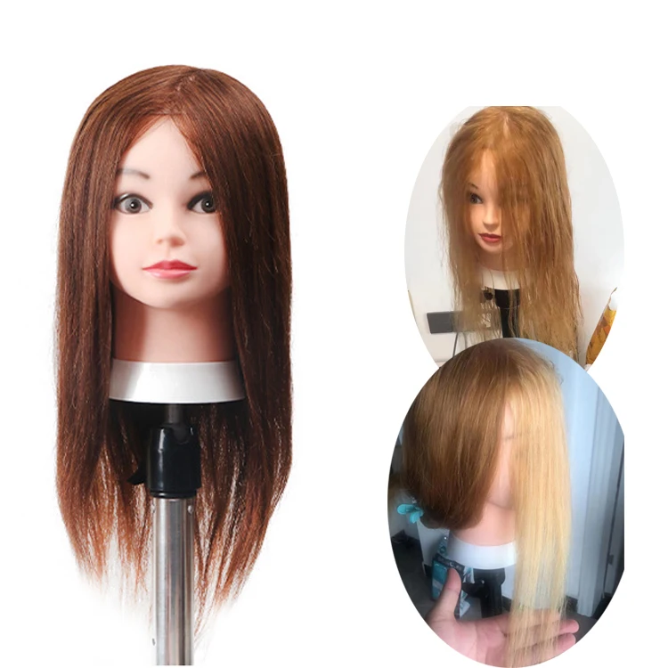 Professional Hairdresser Female Hair Training Doll Head 100% Human Hair Mannequin Training Heads For Dyeing Dleached