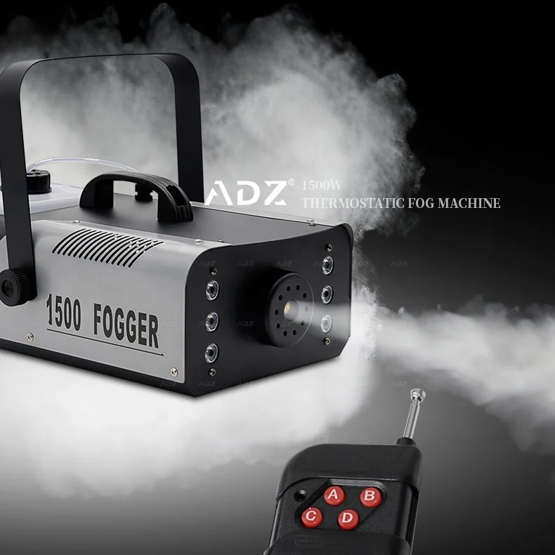 1500W Stage Light Fog Machine RGB 6LEDs Remote Controlled Wedding Effect Equipment Smoke Haze Generator for DJ Gig Bar