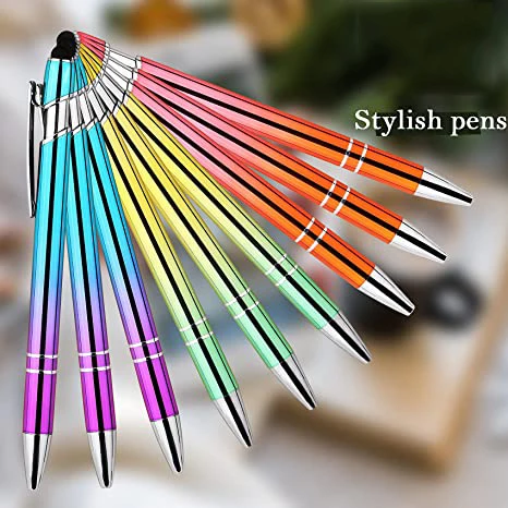 Wholesale New Gradient Color Aluminum Rod Press Metal Ballpoint Pens  With Logo