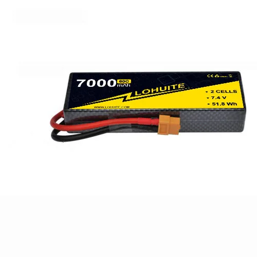 2S Lipo Battery 7000mAh 7.4V 60C Hard Case RC Lipo Battery Pack