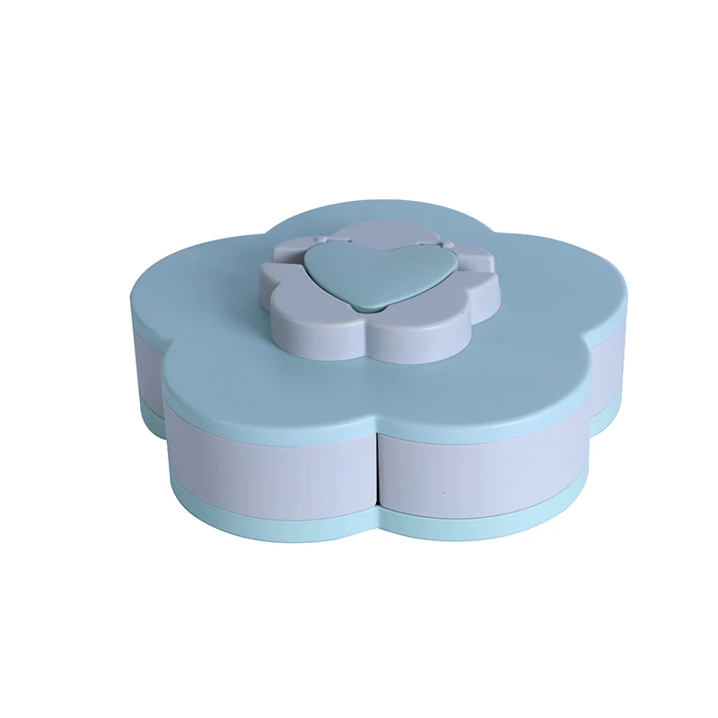 Small Size Single Layer Household Plastic Rotating Candy Storage Box Nuts Snack Tray Flower Snack Box
