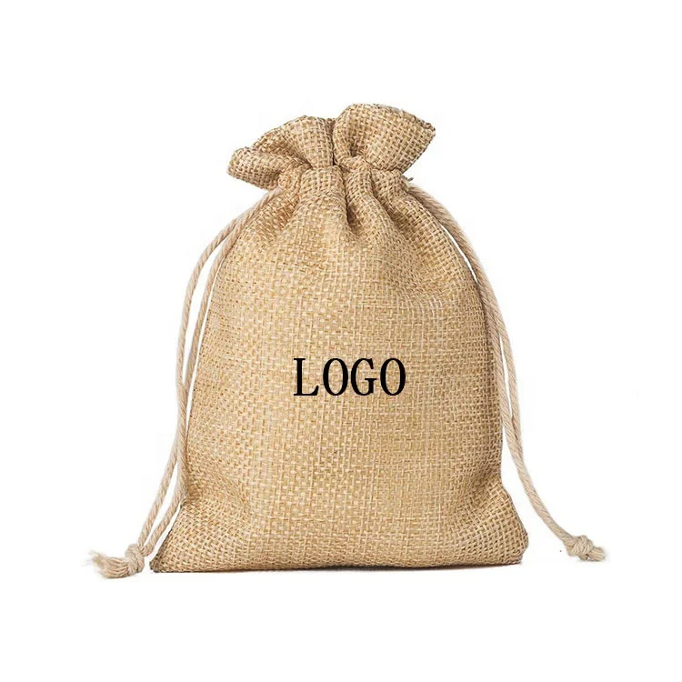 Wholesale portable reusable eco friendly small hemp jute drawstring bag