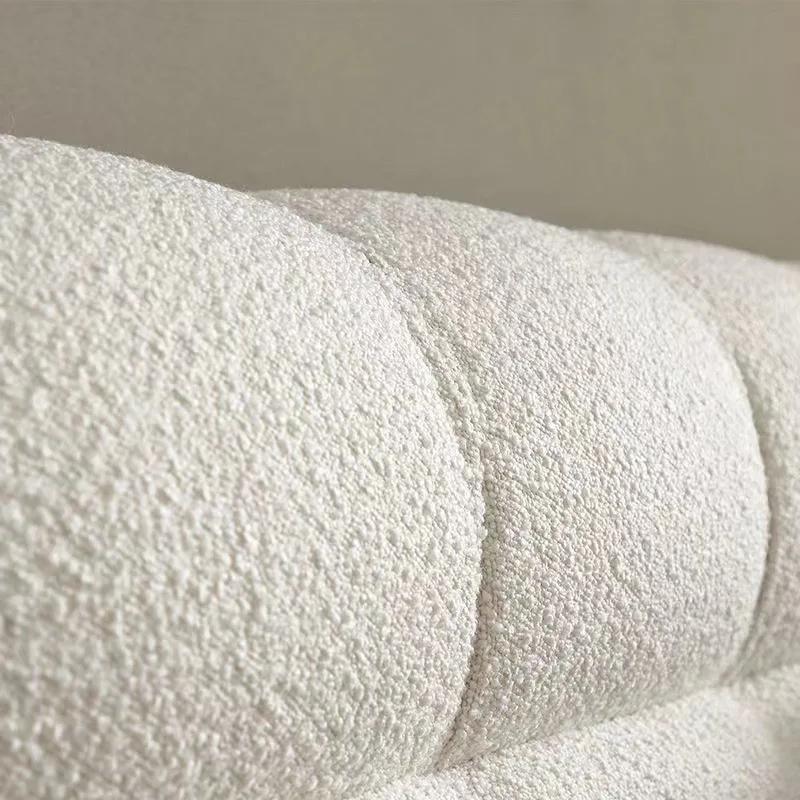 Modern Italian Minimalist Style Lambswool Fabric Designer Master Bedroom Puff Bed  for Sale