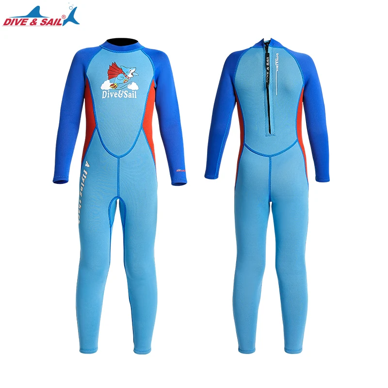 Kids Wetsuits Neoprene 2.5mm Thick Long Sleeve Wram Swimwear Diving Suit Boys One Piece UV Protection Wetsuit For Water Sports