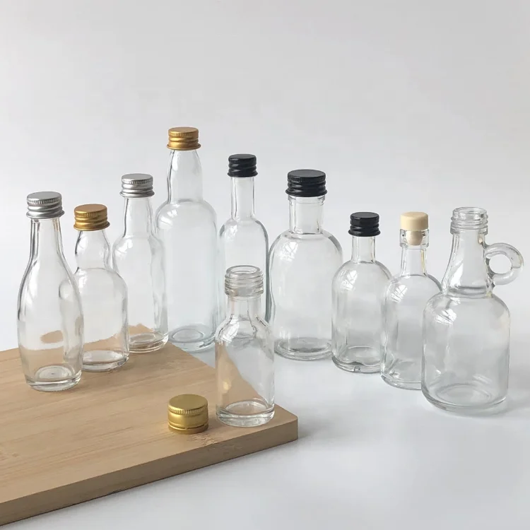 Mini Empty Vodka Spirit Liquor Sample Gift Gin Rum Glass Alcohol Shot Bottles With Aluminum Screw Cap