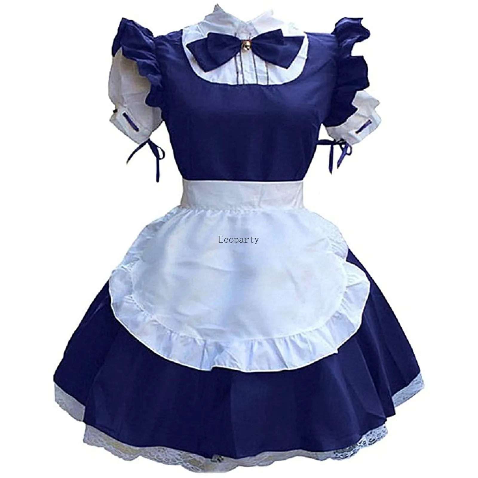 Sexy Cute Lace Up Black and White Maid Dress Role Play Costume Transparent Chiffon Cosplay Anime Uniform Temptation Suit coldker
