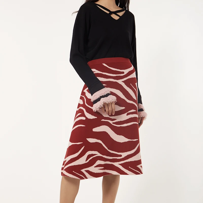 Новинка на новый год, женская вязаная юбка с подкладкой и узором, женская вязаная юбка большого размера, свитер для женщин, девушек, женщин