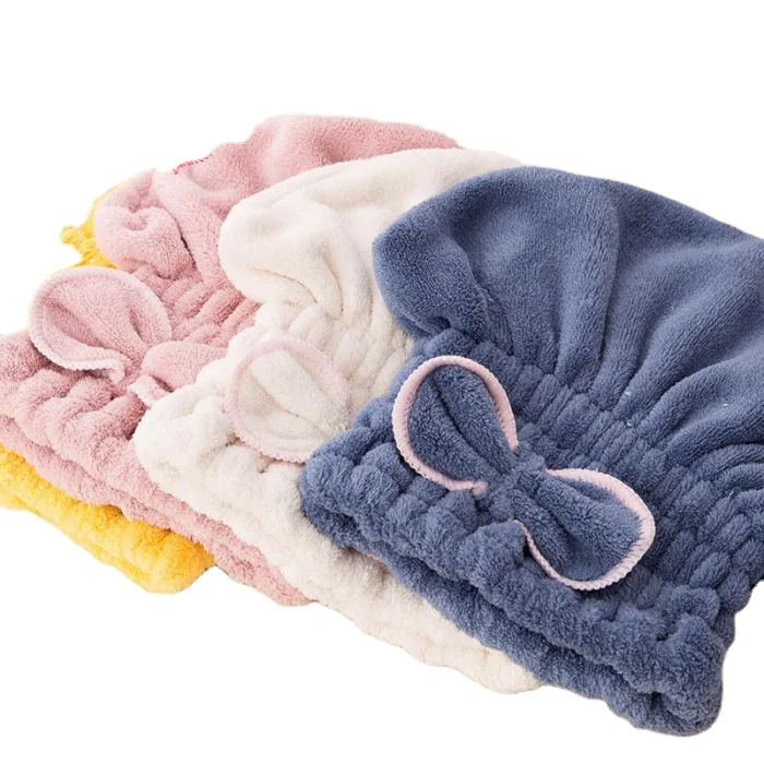 
high quality hair drying hat microfiber shower head wrap towel 