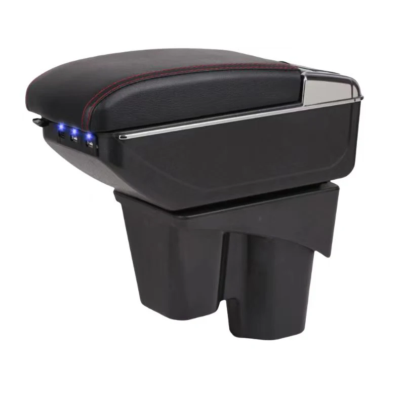 Кожаный подлокотник с USB-зарядкой, двухслойный контейнер для хранения, аксессуары для подлокотника для Honda City
