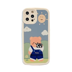 Mirror Bear Girly Women Fashion TPU Mobile Cover for iPhone Case Origina Cases of Glass For iPhone 7 Plus For iPhone Case