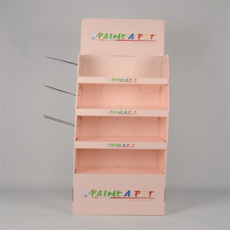Special Display Stand For Painting Paints, Graffiti Cardboard Display Stand With Hooks
