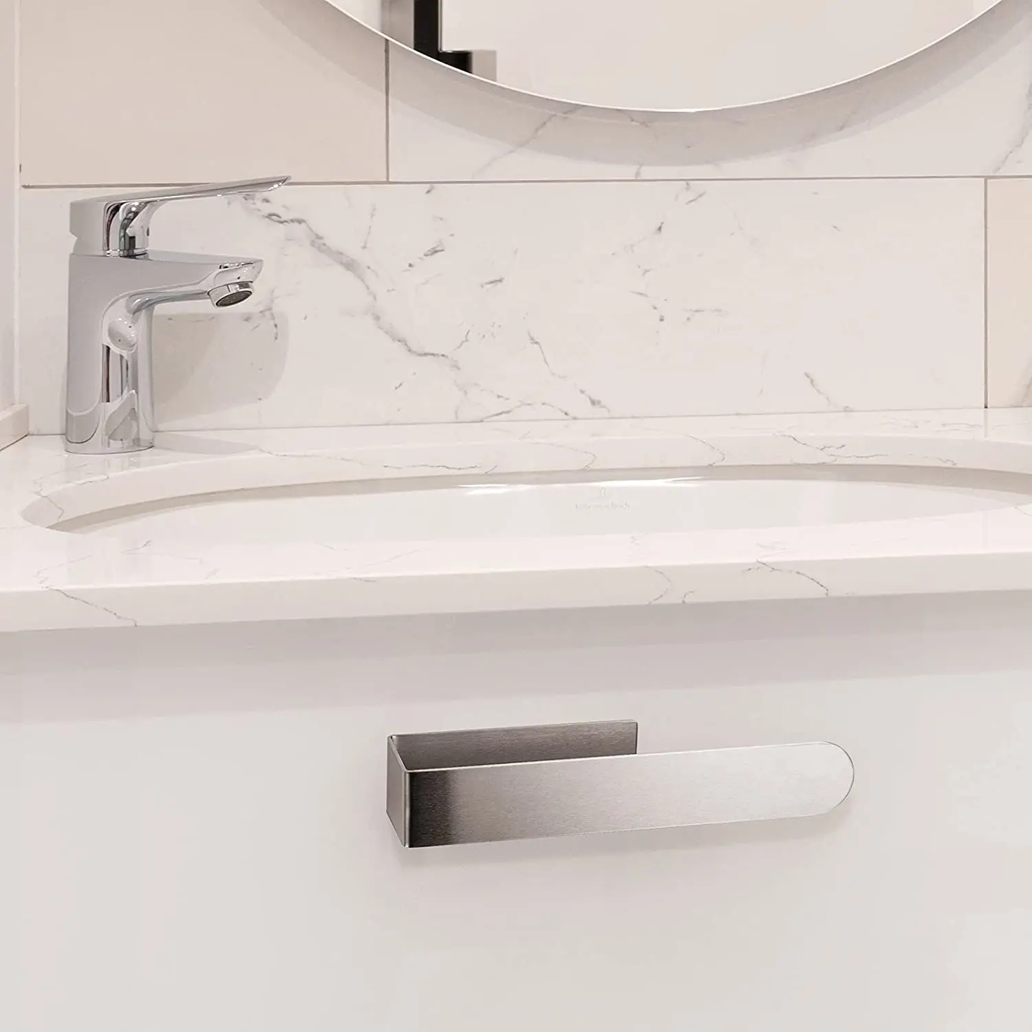 Brushed SUS 304 Stainless Steel Hand Towel Holder Self-Adhesive Bathroom Wall-Mounted Towel for Hotels