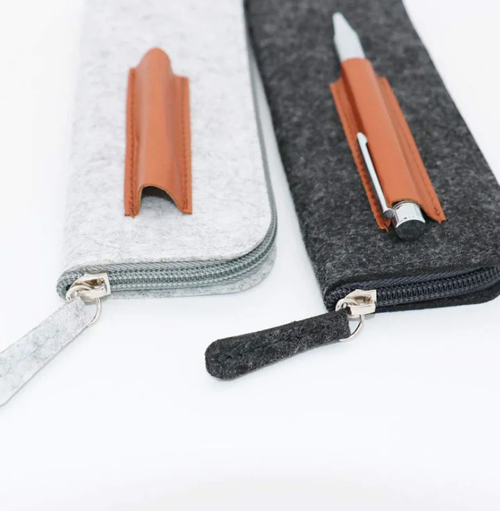 
Hot sale handmade high quality felt pen storage bag felt zipper pencil case 