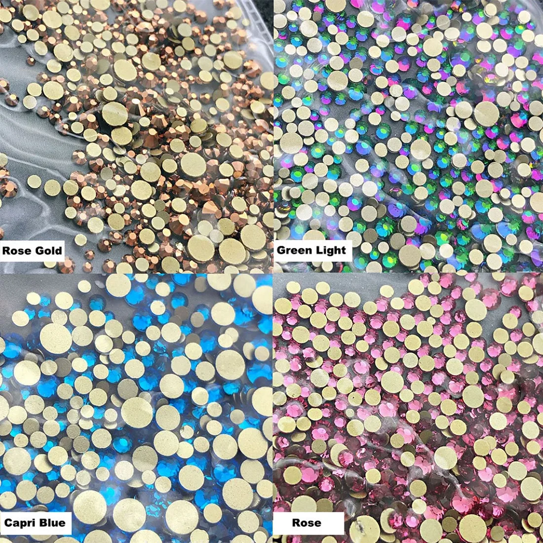 1440 шт. декоративные стразы разных размеров без горячей фиксации