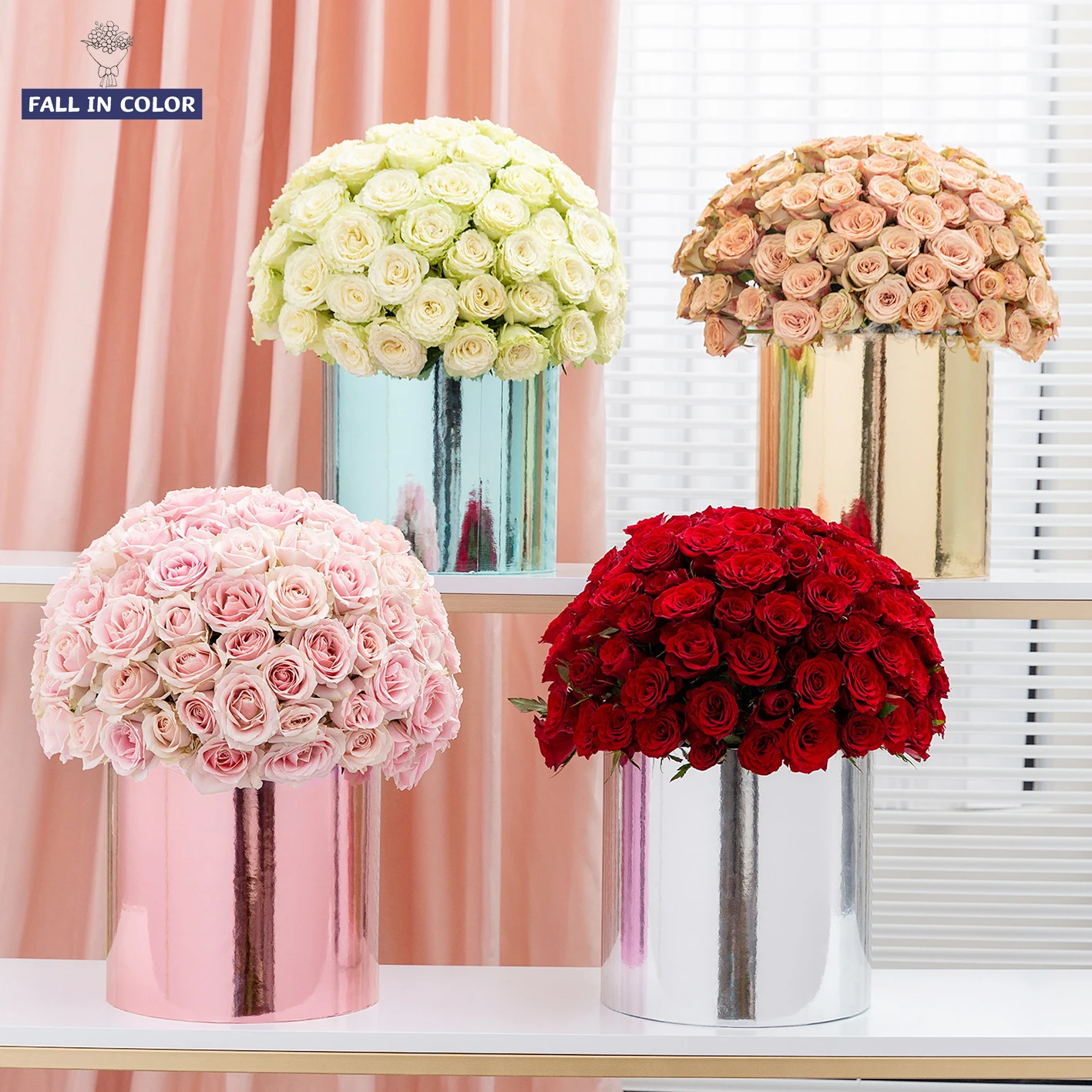 Fall In Color Golden Mirror Round Paper Box For Flowers