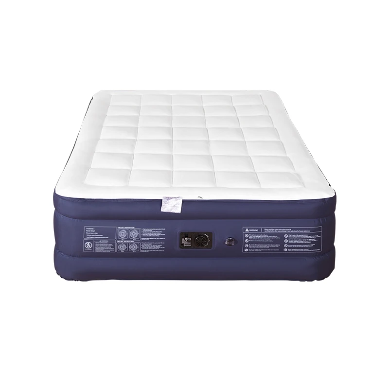 Queen Size Durable Comfortable Quilted Air Mattress with Built-in Pump Portable PVC Inflatable Bed for Home or Hotel Use