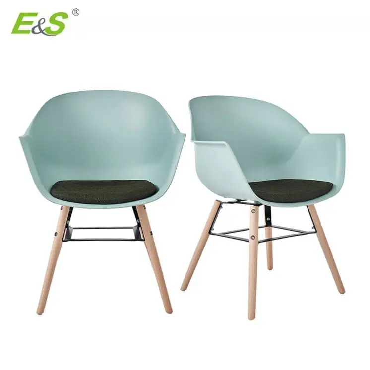 Оптовая продажа современный пластиковый обеденный красочный скандинавский набор из 4 стульев синего