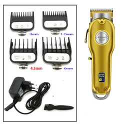 Kemei 1986 All-metal Barber Professional Hair Clippers Electric Cordless LCD Hair Trimmer Gold Silver Hair Cutting Machine Mower