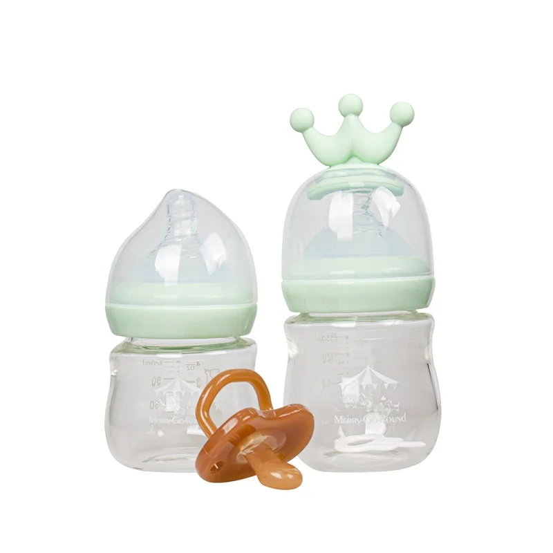 Baby glass bottles set  Eco-Friendly Newborn Infant baby feeding bottle set milk glass bottle  with pacifier