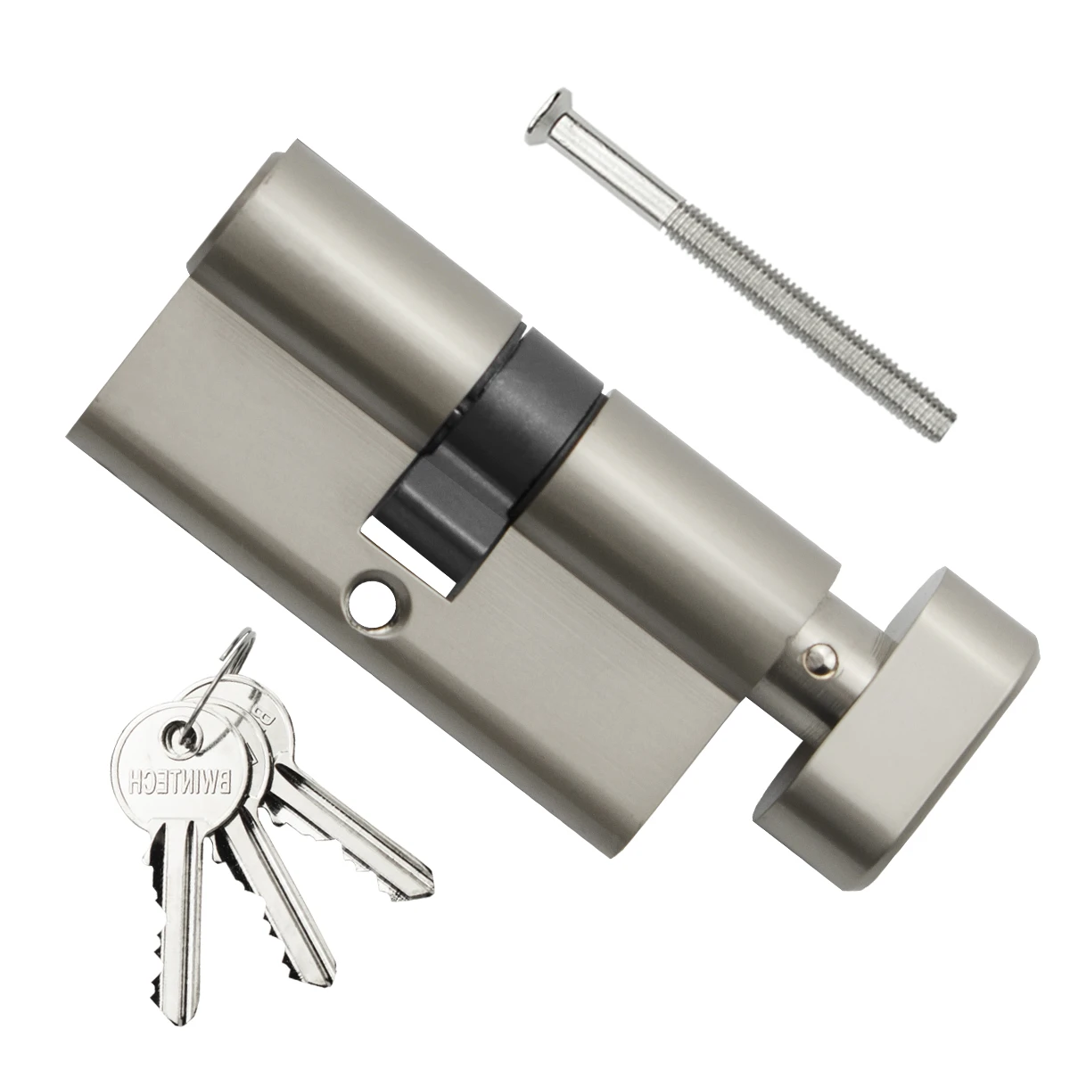 Baolai 60mm(30T/30) Nickel Euro Cylinder Lock,Door Barrel Lock,Thumbturn knob with 3 Standard Keys