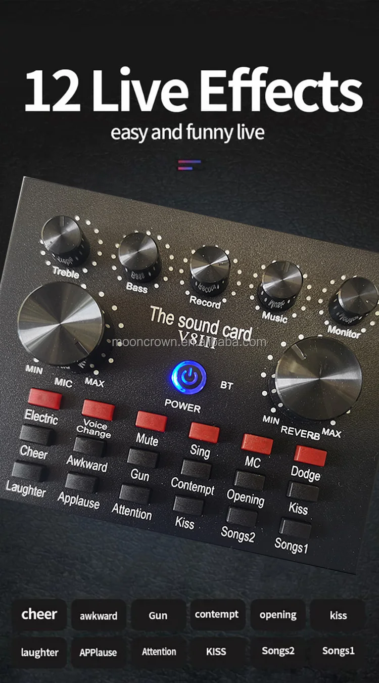 V8 soundcard audio interface Professional studio recording equipment  karaoke live stream usb audio v8 sound card